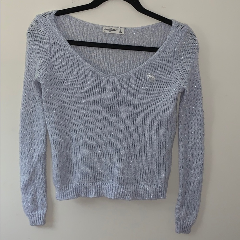 Sky Blue V Neck Knit Sweater